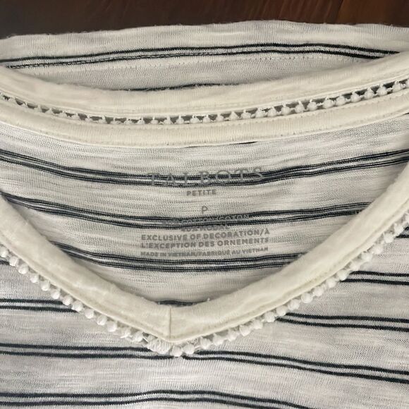 Talbots V Neck Short Sleeve Striped Tee Size XS Petite - Picture 8 of 9